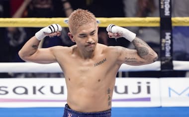 マイケル・オルドスゴイッティにKO勝ちした井岡一翔(31日、大田区総合体育館)=共同