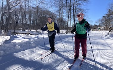 ゼッケンを付けて快晴のもと雪上を走った(1月10日、福島県北塩原村)