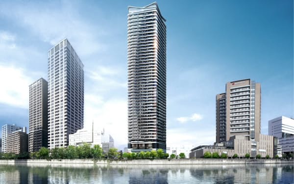 大阪・中之島に開発するマンションのイメージ（中央）