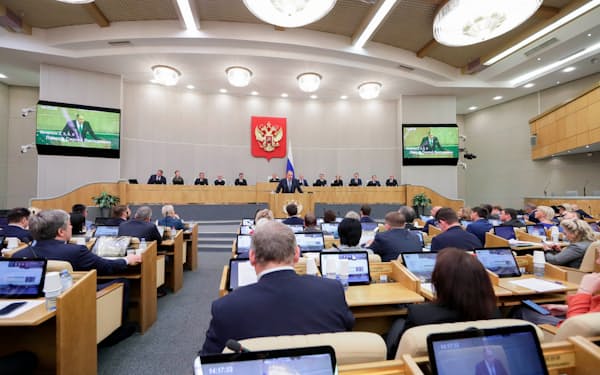 ロシア下院は３日、「編入条約」の批准や関連法案を採択した＝ＡＰ