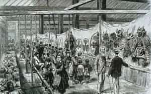 女人結界の解禁のきっかけとなった第1回京都博覧会の様子(「描かれた幕末明治―イラストレイテッド・ロンドン・ニュース日本通信1853-1902」より) 女人結界の解禁のきっかけとなった第1回京都博覧会の様子(「描かれた幕末明治―イラストレイテッド・ロンドン・ニュース日本通信1853-1902」より)