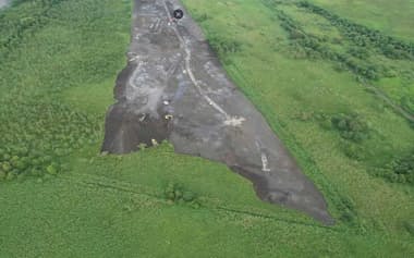 上空から見た釧路市北斗地区の開発現場。ドローンで撮影。大規模な造成が問題視された(写真=齊藤 慶輔)