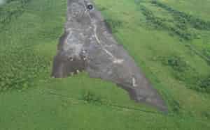 上空から見た釧路市北斗地区の開発現場。ドローンで撮影。大規模な造成が問題視された(写真=齊藤 慶輔) 上空から見た釧路市北斗地区の開発現場。ドローンで撮影。大規模な造成が問題視された(写真=齊藤 慶輔)