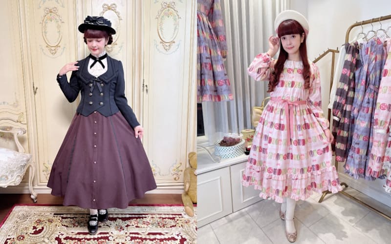 「クラシカルロリータ」(左)、「カジュアルロリータ」(右)など種類が豊富なロリータファッション 「クラシカルロリータ」(左)、「カジュアルロリータ」(右)など種類が豊富なロリータファッション