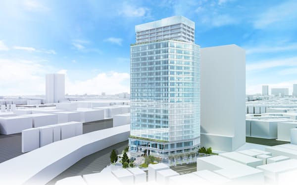 超高層ビルを中心とした複合再開発のイメージ＝飯田橋駅東地区市街地再開発準備組合提供