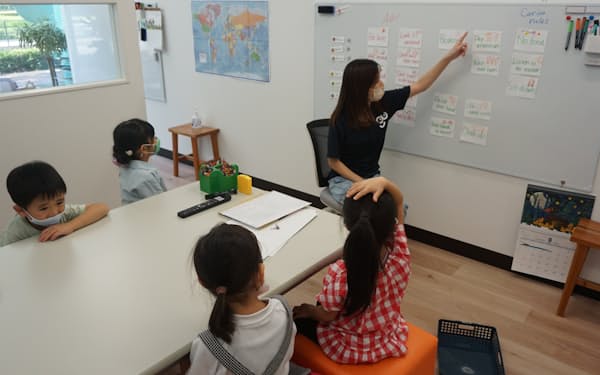 キュリオでは小学生までの子どもたちに英語で授業をする（福岡市）