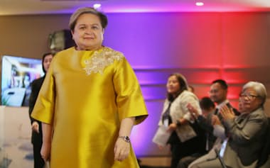 ASEAN議長国を務めるフィリピンのラザロ外相(29日、セブ)=AP