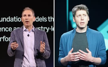 アマゾンのアンディ・ジャシーCEO㊧とオープンAIのサム・アルトマンCEO