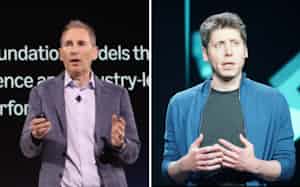アマゾンのアンディ・ジャシーCEO㊧とオープンAIのサム・アルトマンCEO アマゾンのアンディ・ジャシーCEO㊧とオープンAIのサム・アルトマンCEO