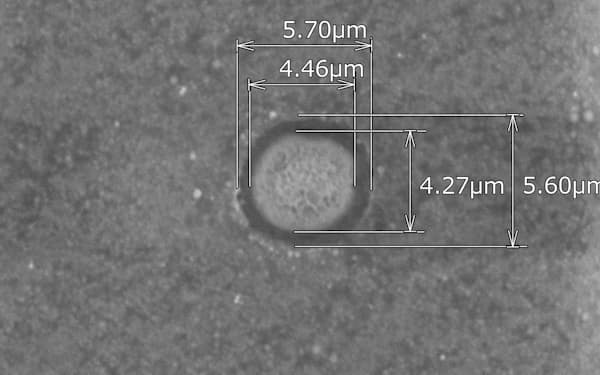 絶縁フィルムに6マイクロメートル以下の微細な穴を開ける技術を実現した