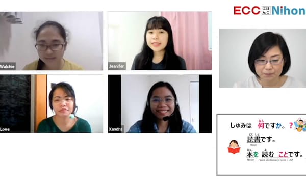 ECCがオンラインで提供する日本語授業の様子