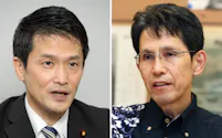 中道の代表選に立候補を表明した小川淳也氏(左)と階猛氏