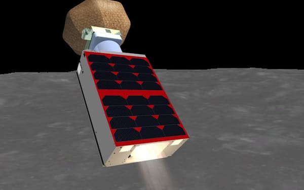 月面に着陸する超小型探査機オモテナシの想像図＝JAXA提供