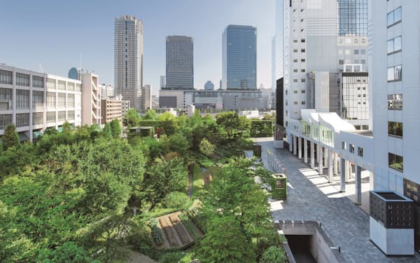 積水ハウスは植樹によってビル街の緑地化を進めている（大阪市）