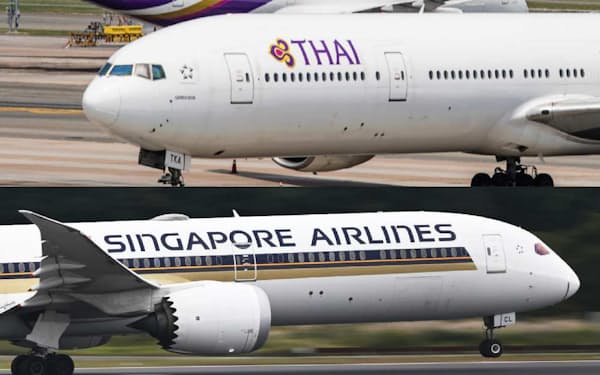 タイ国際航空㊤とシンガポール航空は同じ航空連合に加盟しているが競合関係にある