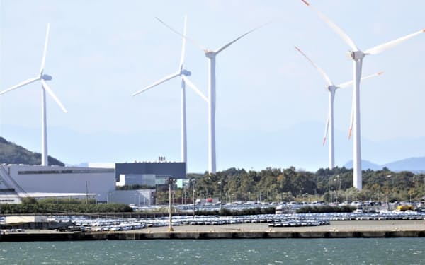 トヨタの田原工場（愛知県田原市）がある渥美半島では風力発電が盛んだ