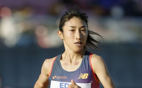 女子5000メートル（タイムレース）　15分6秒42で5位の田中希実（10日、たけびしスタジアム京都）＝共同