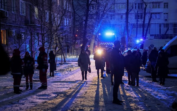 １４日、ウクライナの首都キーウではロシア軍によるとみられるドローン攻撃があった＝ロイター