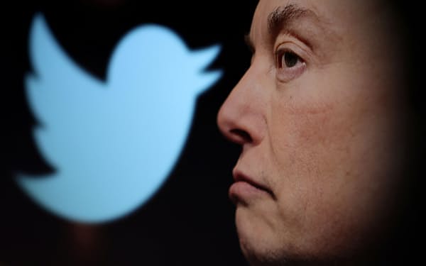FILE PHOTO: Twitter logo and a photo of Elon Musk are displayed through magnifier in this illustration taken October 27, 2022. REUTERS/Dado Ruvic/Illustration/File Photo