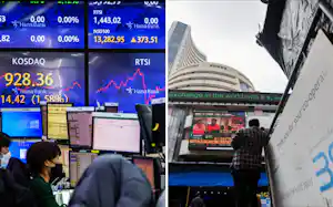 23日のアジア株式市場でKOSPIは一時前週末比6.6%安となり、SENSEXは約1年ぶりの安値圏まで下落した 23日のアジア株式市場でKOSPIは一時前週末比6.6%安となり、SENSEXは約1年ぶりの安値圏まで下落した