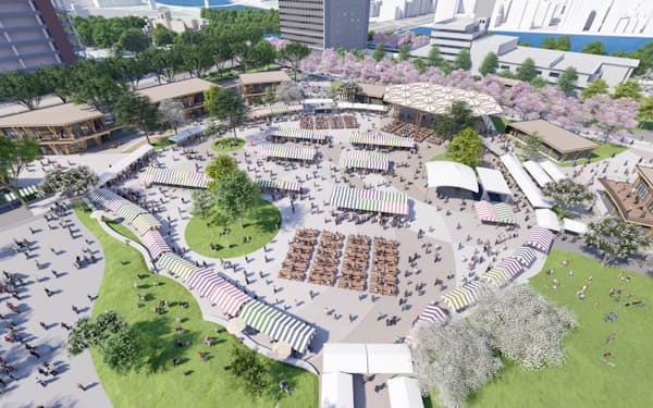 広島市民球場跡地のイベント広場は23年3月31日の開業となる（イメージ）