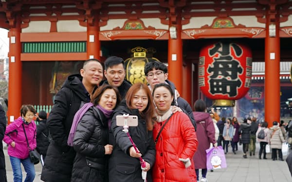 新型コロナウイルス禍前に浅草寺を訪れた中国人観光客（東京都台東区）