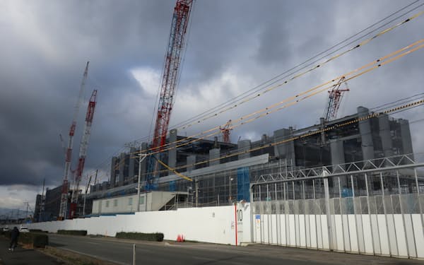 TSMCの新工場建設が急ピッチで進む（2022年12月、熊本県菊陽町）