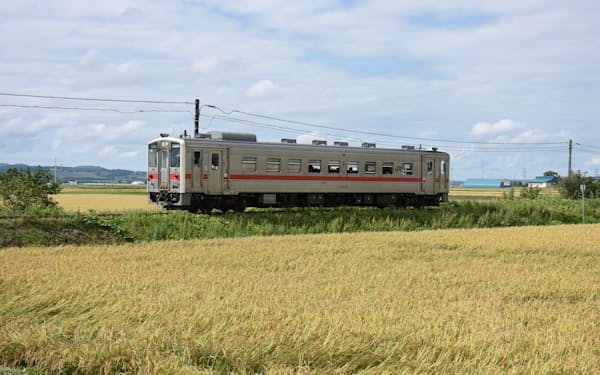 秩父別―北秩父別間を走る留萌本線の列車（20年、JR北海道提供）