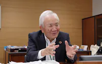 15年前の東日本大震災について語るヨークベニマルの大高名誉会長(3月23日、福島県郡山市)