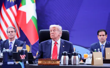 マレーシアでの東南アジア諸国連合(ASEAN)関連の首脳会議に出席するトランプ大統領(2025年10月)=ロイター