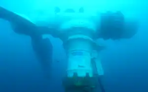 五島列島の海中に設置した実証用の潮流発電機=九電みらいエナジー提供 五島列島の海中に設置した実証用の潮流発電機=九電みらいエナジー提供