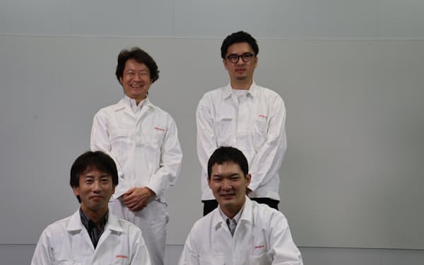 ホンダシビックの開発チーム（左上から時計回りに、開発責任者の柿沼さん、原さん、後藤さん、小山さん）