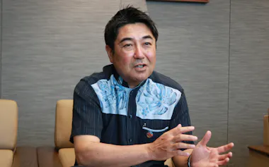 沖縄電力の横田新社長(13日、沖縄県浦添市)