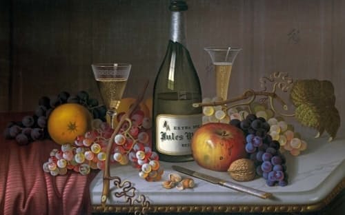 1890年、ニューヨークの版画家、ルイス・プランが制作したリトグラフ。当時、シャンパンは、フランスから輸入された比較的新しい贅沢品だった。（FINE ART/GETTY IMAGES）
