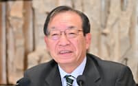 記者会見するNHKの稲葉延雄新会長(25日、東京都渋谷区のNHK放送センター)=代表撮影