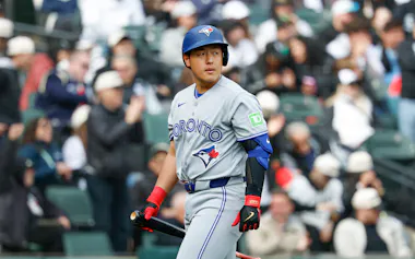 岡本は開幕から6試合連続安打を放ったが、三振が増えている(4三振を喫した4月3日のホワイトソックス戦)=ロイター
