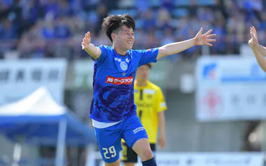 日立市出身の多田圭佑選手が先制点を決めた(19日、水戸市)=水戸ホーリーホック提供