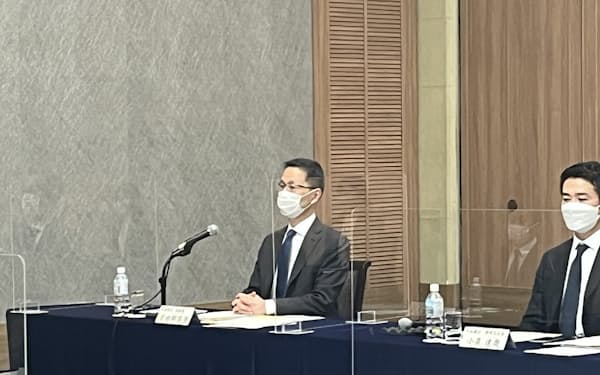金融経済懇談会に出席する日銀の若田部副総裁（2日、静岡市）