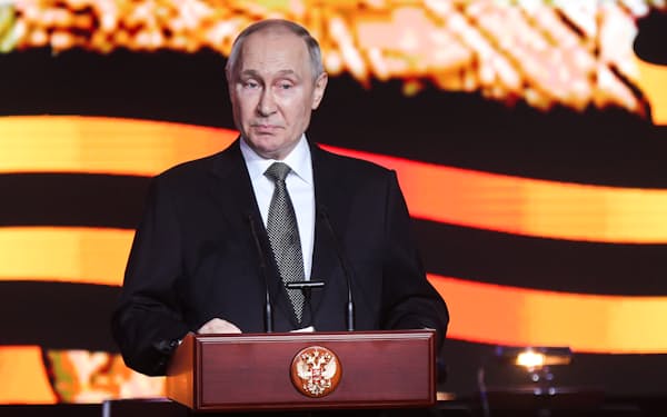 ２日、ロシアのプーチン大統領は南部ボルゴグラードで演説した＝ＡＰ