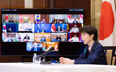 高市首相が打ち出した「パワー・アジア」は金融支援や備蓄体制の構築が柱となる(4月15日)=内閣広報室提供