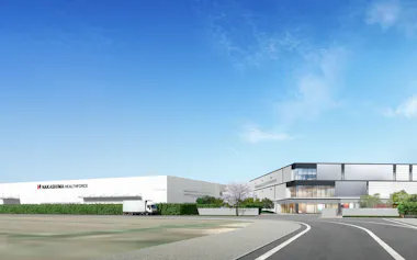 ナカシマヘルスフォースが岡山県赤磐市に建設する新本社・新工場の完成イメージ