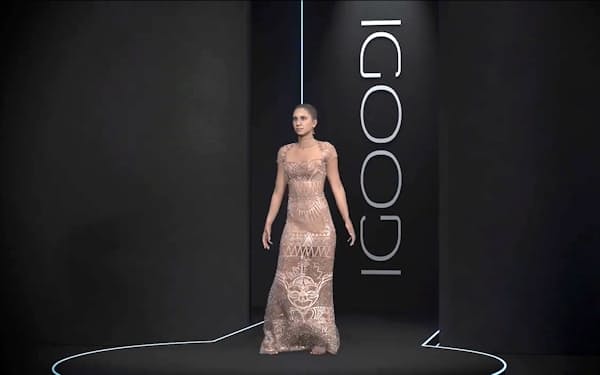 イタリアのスタートアップ、アイグーディ（Igoodi）が作ったファッションモデルのアバター（分身）＝同社ユーチューブより