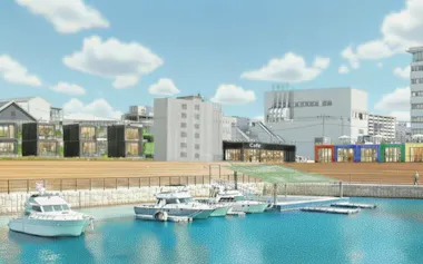 堺市が堺旧港の海辺に計画している複合飲食施設(完成予想図)