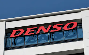 FILE PHOTO: Denso's signboard in its office in Tokyo, Japan, March 24, 2026. REUTERS/Kim Kyung-Hoon/File Photo