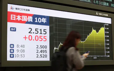長期金利は2.5%付近に張り付いている(4月30日、東京都中央区)