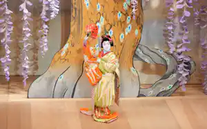 藤娘を披露する中村鷹之資(4月、パリ)©松竹 藤娘を披露する中村鷹之資(4月、パリ)©松竹