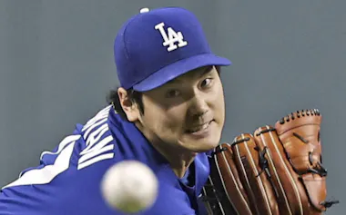 アストロズ戦に先発登板したドジャース・大谷(5日、ヒューストン)=共同