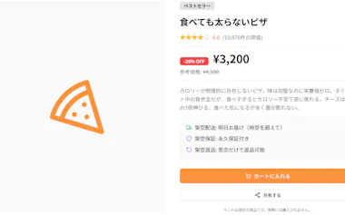 「食べても太らないピザ」。食べた気になるが全く腹が膨れない