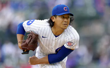 レッズ戦に先発し、6回1失点、10奪三振の好投で4勝目を挙げたカブス・今永(7日、シカゴ)=ゲッティ共同