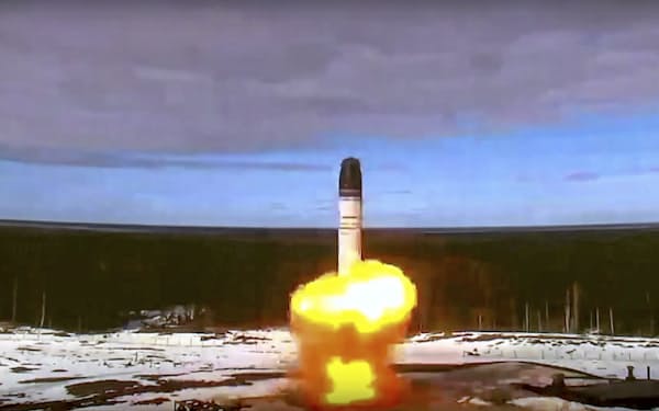 米本土を攻撃可能なロシアの次世代大陸間弾道ミサイル（ICBM）「サルマト」=ロスコスモス提供・AP